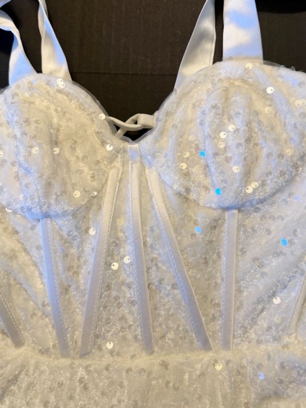 Sequin Corset Flared Unique Wedding Dress - Picture 3 of 10
